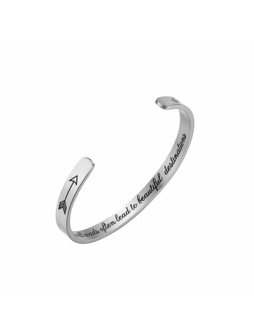 Inspirational Cuff Bracelet Gifts for Women Men Hidden Message Mantra Personalized Birthday Bangle Jewelry