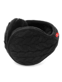 SamiTime Unisex Warm Knit Winter Earmuffs Outdoor Ear Warmer for Women,Foldable Ear Muffs Earflap,Adjustable Wrap