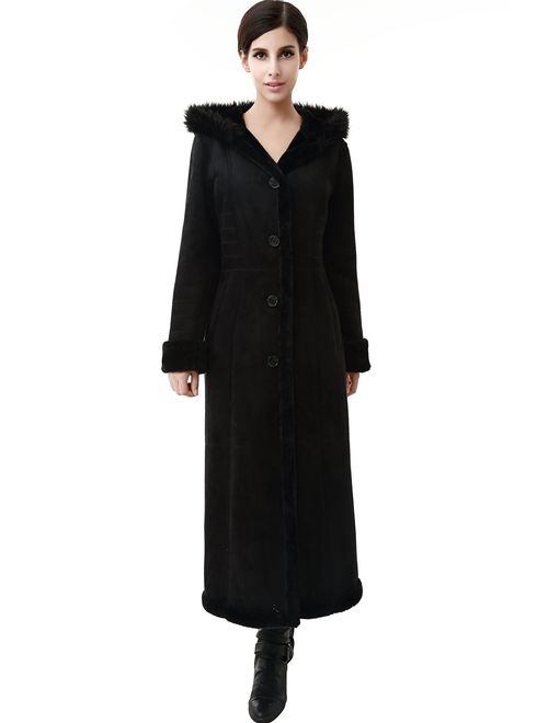 BGSD Women's Pauline Hooded Faux Shearling Maxi Walking Coat