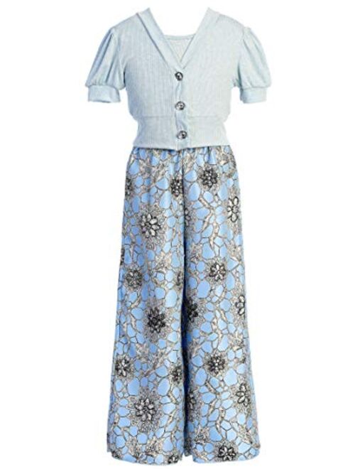 BluNight Collection Little Girls Sleeveless V Neck Rhinestones Maxi Skirt Short Jumpsuit Romper USA