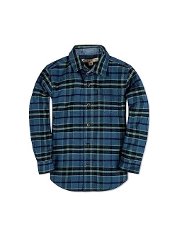 Boys' Long Sleeve Brushed Cotton Flannel Button Down Shirt