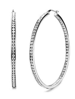 ORAZIO Stainless Steel Women Hoop Earrings Cute Huggie Earrings Cubic Zirconia Inlaid 50MM 