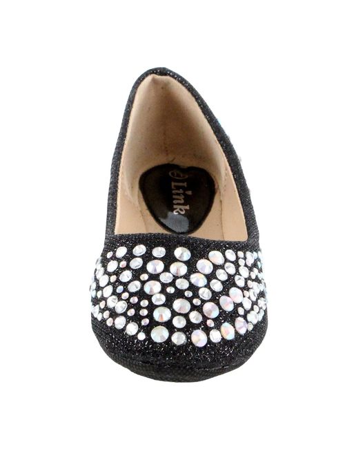 Link Forever Girls Rhinestone Studded Slip On Ballet Flats