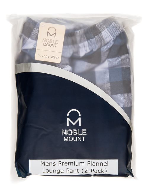 Noble Mount 100% Cotton Mens Flannel Pajama Pants with Pockets & Drawstring