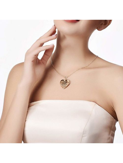 YOUFENG Love Heart Locket Necklace That Holds Pictures Engraved I Love You to The Moon and Back Photo Lockets
