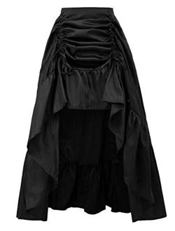 Women's Gothic Steampunk Skirt Victorian High-Low Bustle Skirt