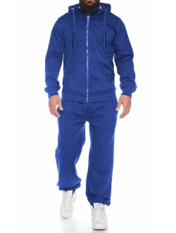 Men Long Sleeve Jogging Suit Zipper Hoodie Tracksuit Sport Set Casual Comfy Sweatsuits with Pockets