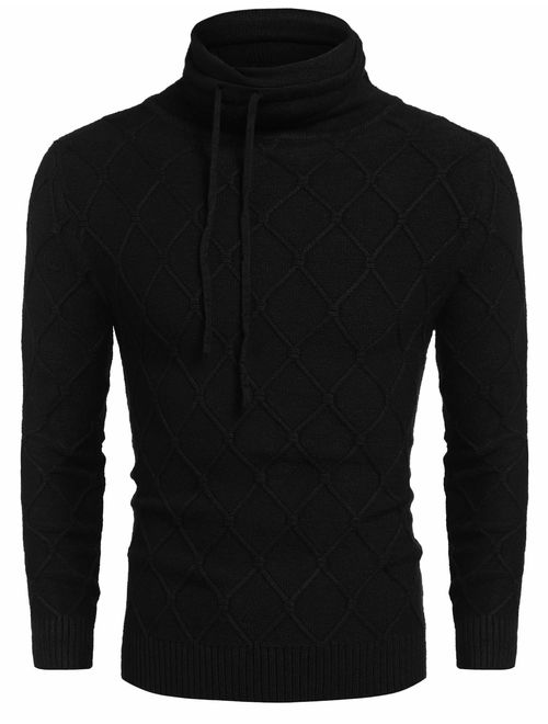 Buy COOFANDY Men's Slim Fit Turtleneck Sweater Thermal Knitted Pullover ...