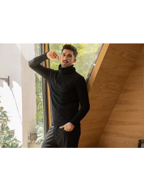 COOFANDY Men's Slim Fit Turtleneck Sweater Thermal Knitted Pullover Sweater