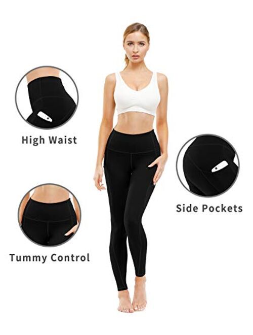TUNGLUNG High Waist Yoga Pants, Yoga Pants with Pockets Tummy Control Workout Pants 4 Way Stretch Pocket Leggings