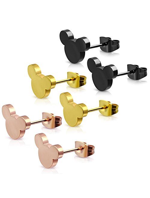 Stainless Steel Tiny Mouse Silhouette Button Stud Post Earrings