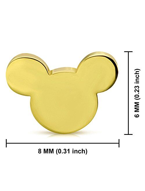 Stainless Steel Tiny Mouse Silhouette Button Stud Post Earrings