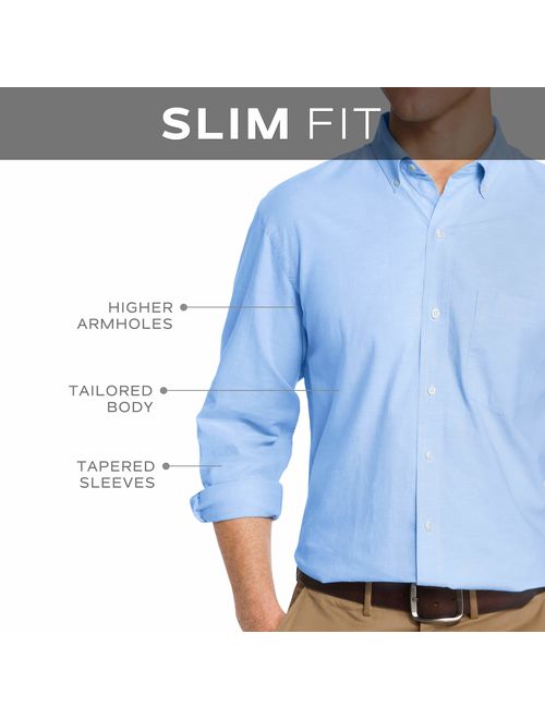 IZOD Men's Slim Fit Stratton Long Sleeve Button Down Plaid Flannel Shirt