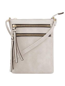 | Crossbody Purse Bag | Functional Multi Pocket Double Zipper Purse | Adjustable Strap | Medium Size Purse