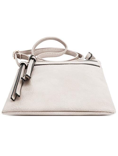 DELUXITY | Crossbody Purse Bag | Functional Multi Pocket Double Zipper Purse | Adjustable Strap | Medium Size Purse