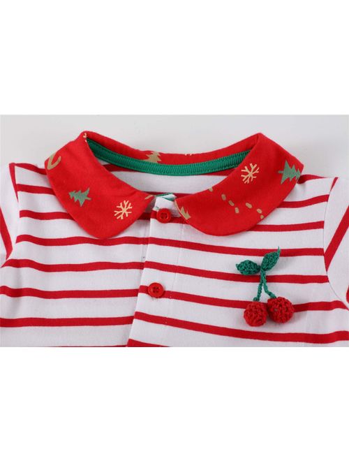 HILEELANG Girl Casual Cotton Long Sleeve Dress Christmas Winter Warm Stripe Basic Play Tunic Shirt Dress
