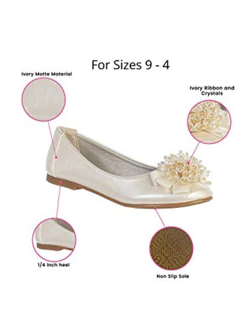 Swea Pea & Lilli Girls Flats with Pearl Bow Ballet Flat Shoes