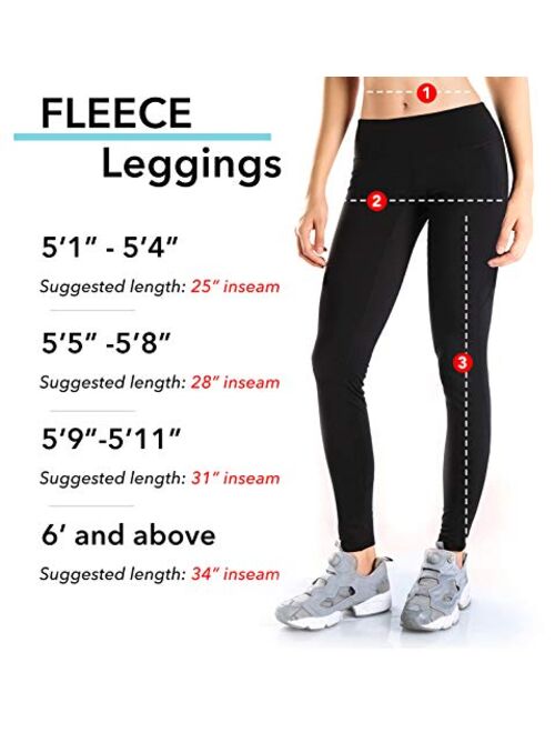 Yogipace Petite/Regular/Tall,Women's Water Resistant Fleece Lined Thermal Tights Winter Running Cycling Skiing Leggings with Zippered Pocket