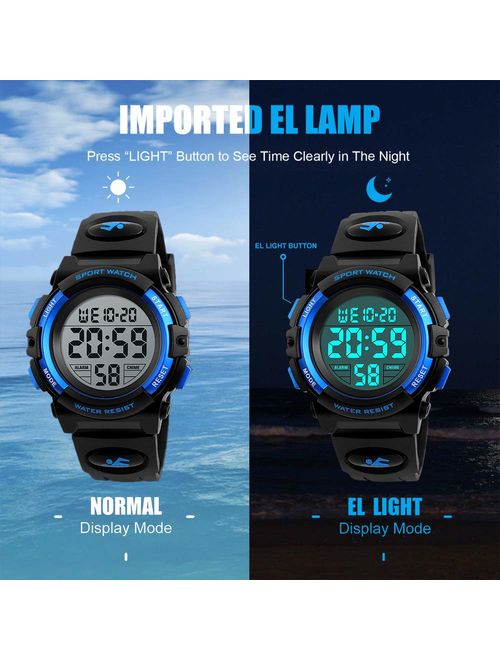 Kids Digital Watch, Boys Sports Waterproof Led Watches with Alarm Wrist Watches for Boy Girls Children