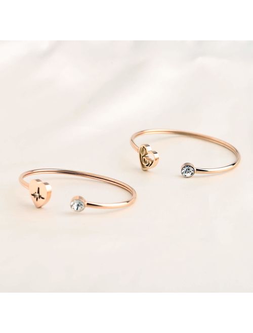 WUSUANED Dainty Heartbeat Stethoscope Cuff Bracelet Gift for Nurse Doctor Medical Student