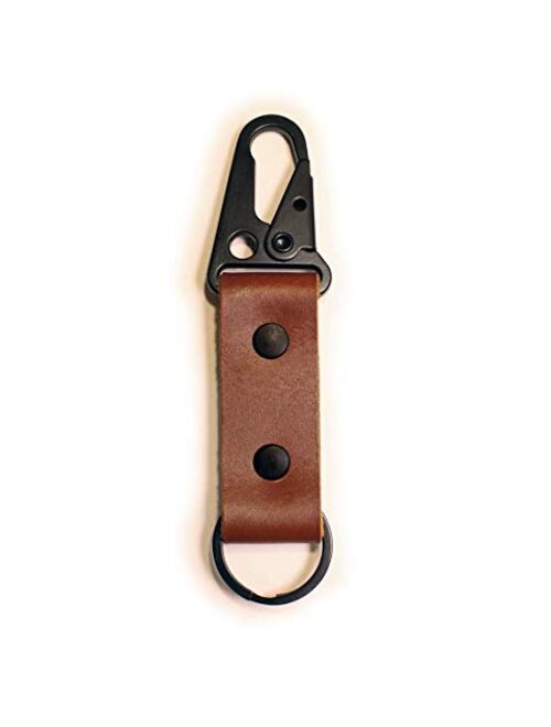 Leather Tactical HK EDC Clip Fob Keychain - Full Grain Leather Keychain - Made in the USA