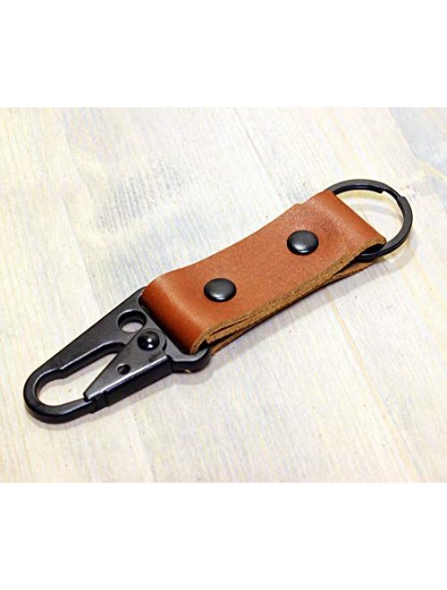 Leather Tactical HK EDC Clip Fob Keychain - Full Grain Leather Keychain - Made in the USA