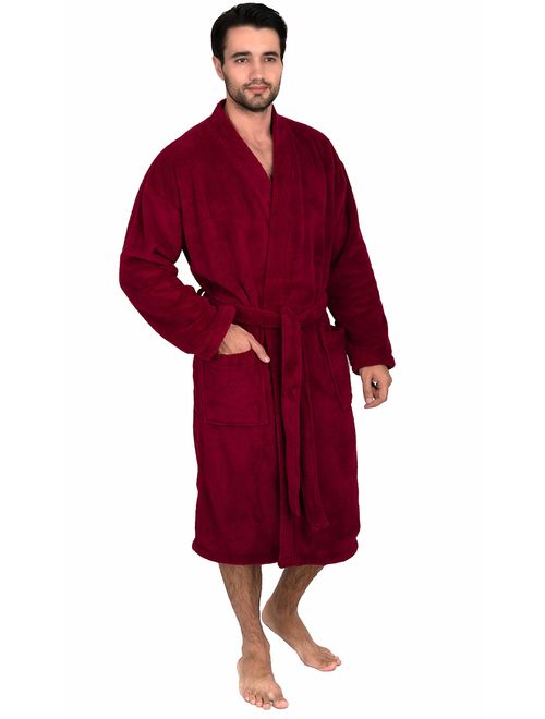 TowelSelections Men's Plush Spa Robe Fleece Kimono Bathrobe
