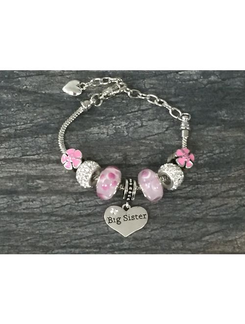 Infinity Collection Sister Bracelet -Sister Jewelry- Big Sister Charm Bracelet, Pink Big Sister Bracelet- Gift for Sisters