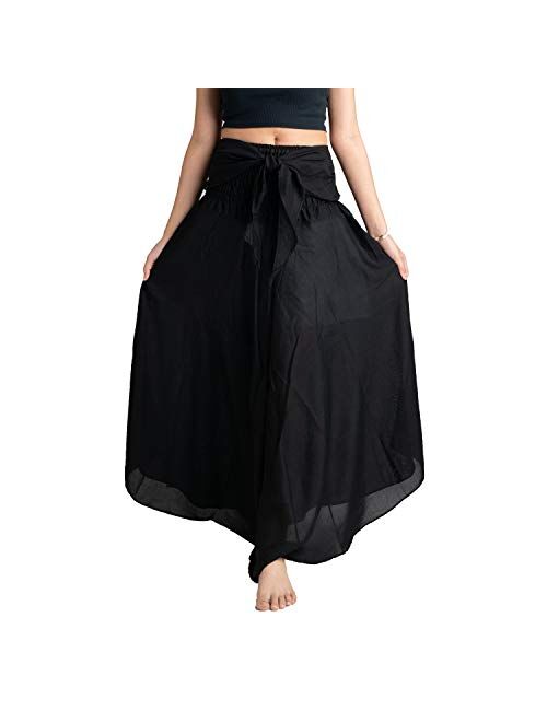 BANGKOK PANTS Women's Long Maxi Hippie Skirt Bohemian Gypsy Dress Boho Clothing Beach Wear Elephant Design Asymmetric Hem