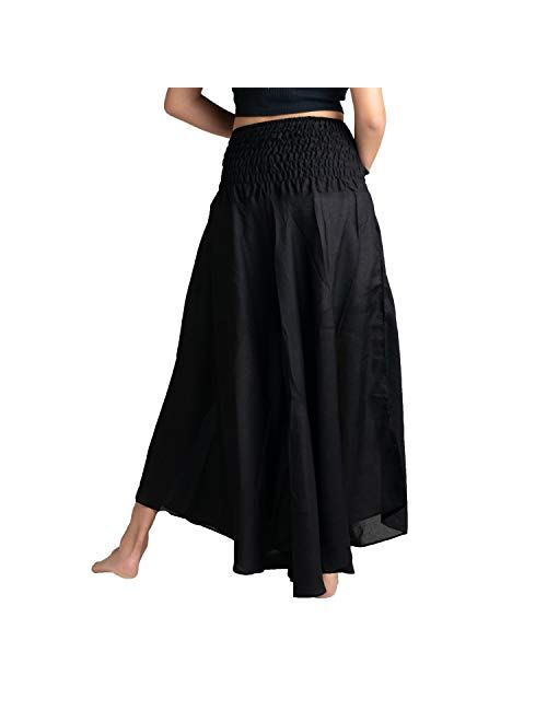 BANGKOK PANTS Women's Long Maxi Hippie Skirt Bohemian Gypsy Dress Boho Clothing Beach Wear Elephant Design Asymmetric Hem