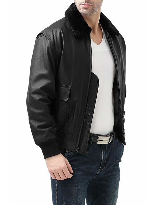 Landing Leathers Men's Navy G-1 Leather Flight Bomber Jacket (Regular and Big and Tall)