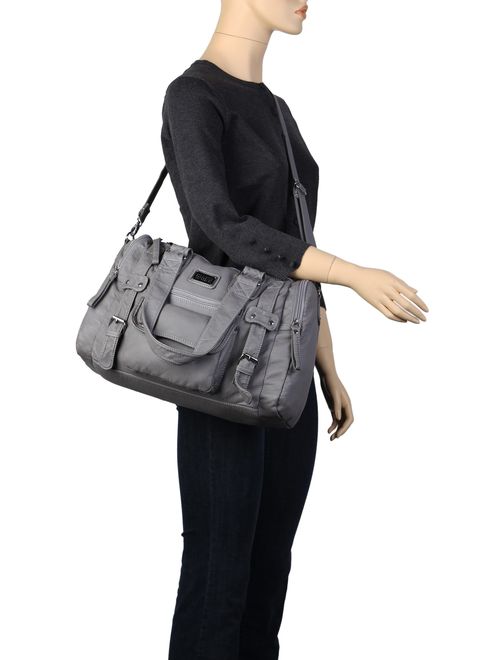 Scarleton Satchel Handbag for Women, Ultra Soft Washed Vegan Leather Crossbody Bag, Shoulder Bag, Tote Purse, H1485