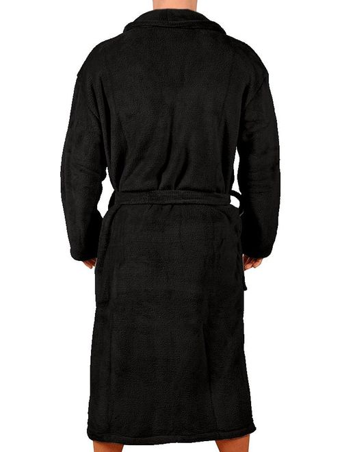 Wanted Men's Lightweight Plush Fleece Shawl Collar Kimono Robe