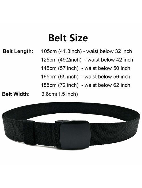 WYuZe 2 Pack Nylon Belt Outdoor Military Web Belt 1.5" Men Tactical Webbing Belt 