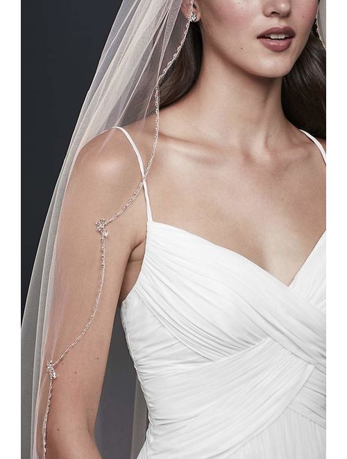 Passat Rose Gold Sparkling Beads Scallop Trimmed Cathedral Wedding Bridal Veil New 137
