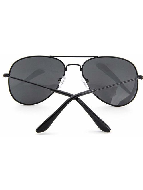 WODISON Classic Kids Aviator Sunglasses Bulk Reflective Metal Frame Children Eyeglass 2 Pack