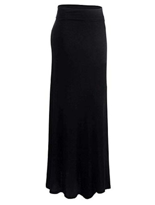 URBAN K Womens Basic Foldable High Waist Regular and Plus Size Maxi Skirts