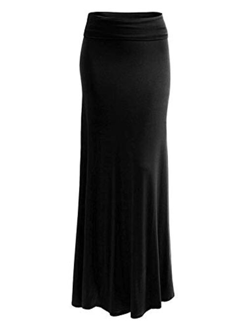 URBAN K Womens Basic Foldable High Waist Regular and Plus Size Maxi Skirts