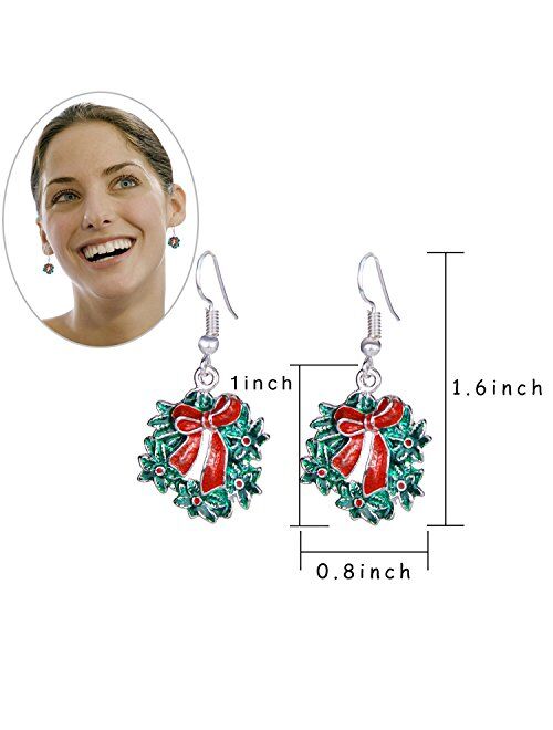 Christmas Theme Earrings Holiday Jewelry Set Gifts for Womens Girls, There Are Christmas Balls, Light Bulbs, Hoop Earrings, Handmade Crystal Earrings and Many Other Earri