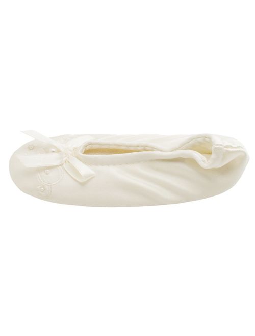 Isotoner Satin Pearl Ballerina Girls Slippers Ballet Flat
