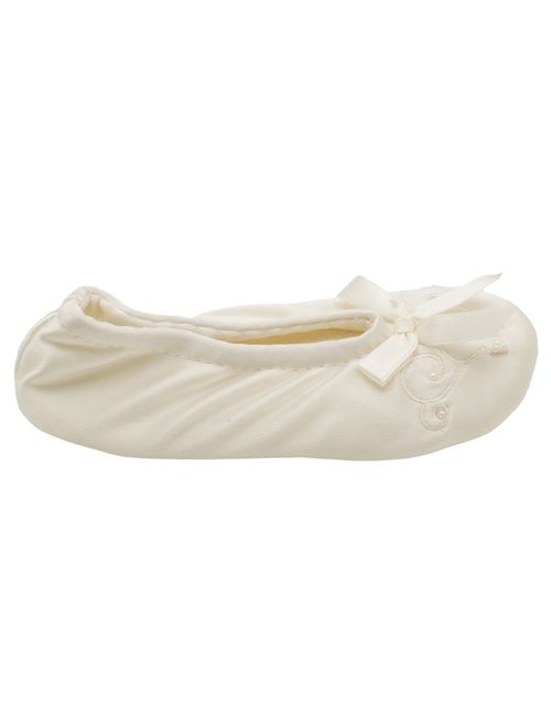 Isotoner Satin Pearl Ballerina Girls Slippers Ballet Flat