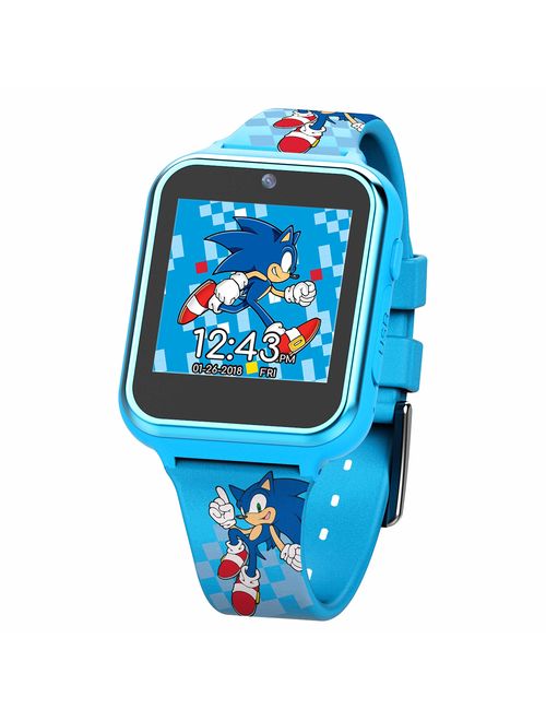 Accutime Sonic the Hedgehog Touch-Screen Smartwatch, Built in Selfie-Camera, Non-Toxic, Easy-to-Buckle Strap, Blue Smartwatch - Model: SNC4055AZ