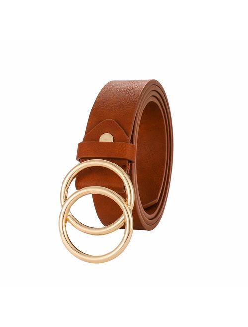 Double Ring Buckle Womens Leather Belt Soft Western Designer Skinny Waist Casual GG Belts For Jeans Dress Pants