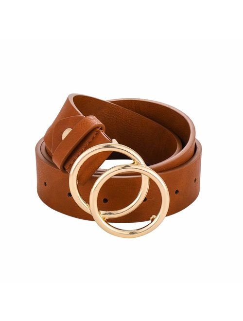 Double Ring Buckle Womens Leather Belt Soft Western Designer Skinny Waist Casual GG Belts For Jeans Dress Pants