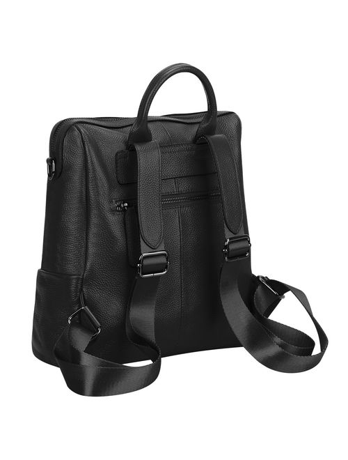 S-ZONE Women Genuine Leather Backpack Casual Shoulder Bag Purse Medium