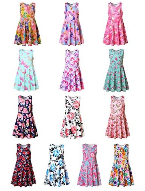 Jxstar Girls Summer Dress Sleeveless Printing Casual/Party 3-13Years