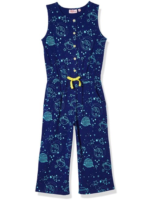 A for Awesome Girls 3/4 Length Wide Leg Printed Sleeveless Cotton Jersey Jumpsuit