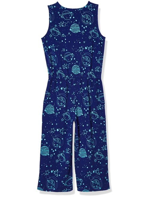 A for Awesome Girls 3/4 Length Wide Leg Printed Sleeveless Cotton Jersey Jumpsuit