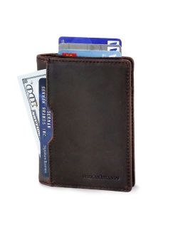 SERMAN BRANDS - Wallets for Men Slim Mens leather RFID Blocking Minimalist Card Front Pocket Bifold Travel Thin
