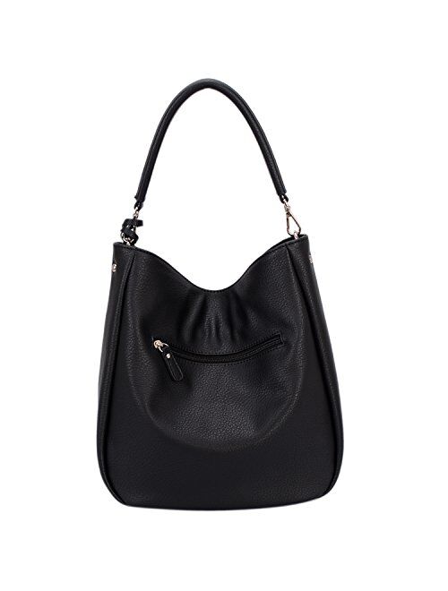 DAVIDJONES Women's Faux Leather Hobo Bags Tote Handbags Medium Size Crossbody Shoulder Bag Top-Handle Satchel